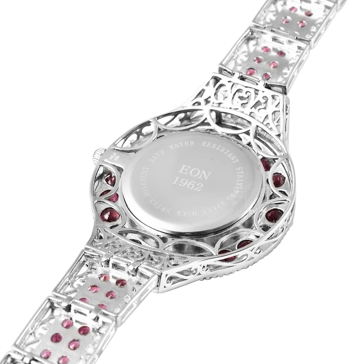 Eon 1962 Niassa Ruby (FF) Swiss Movement MOP Dial Watch in Sterling Silver 19.30ctw image number 6