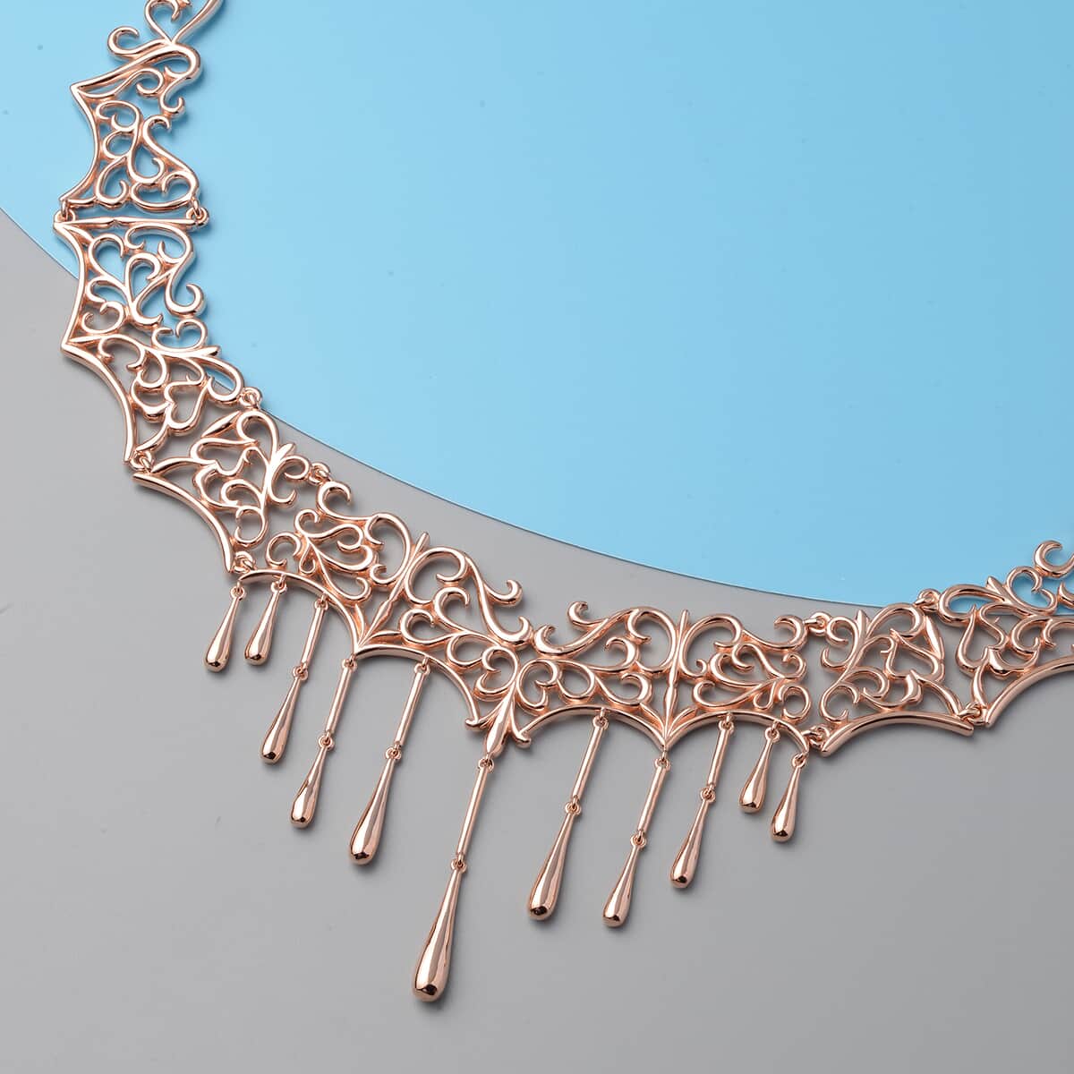 LucyQ Lace Collection 14K Rose Gold Over Sterling Silver Necklace 18.50 Inches 70.20 Grams image number 1