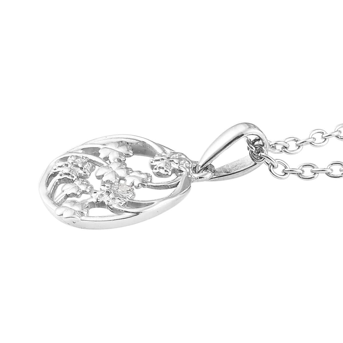 Diamond Accent Fancy Pendant Necklace 20 Inches in Platinum Over Stainless Steel image number 3