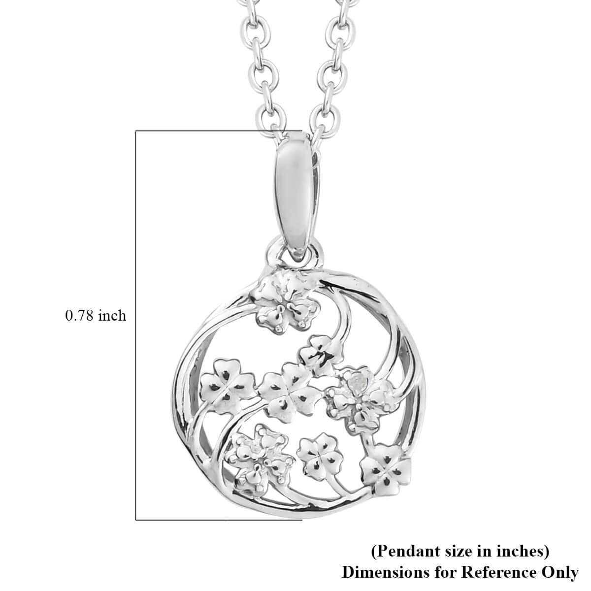 Diamond Accent Fancy Pendant Necklace 20 Inches in Platinum Over Stainless Steel image number 5