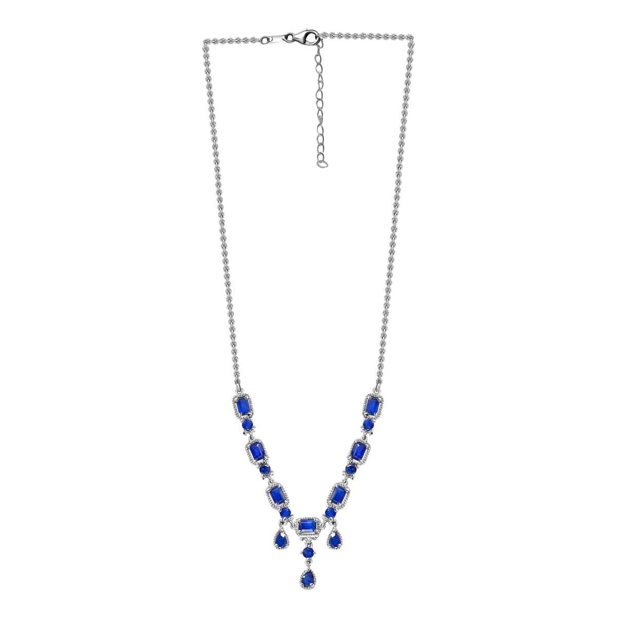 Masoala Sapphire (FF) Princess Necklace (18-20 Inches) in Platinum Over Sterling Silver, Silver Necklace For Women, Art Deco Necklace 11.35ctw image number 5