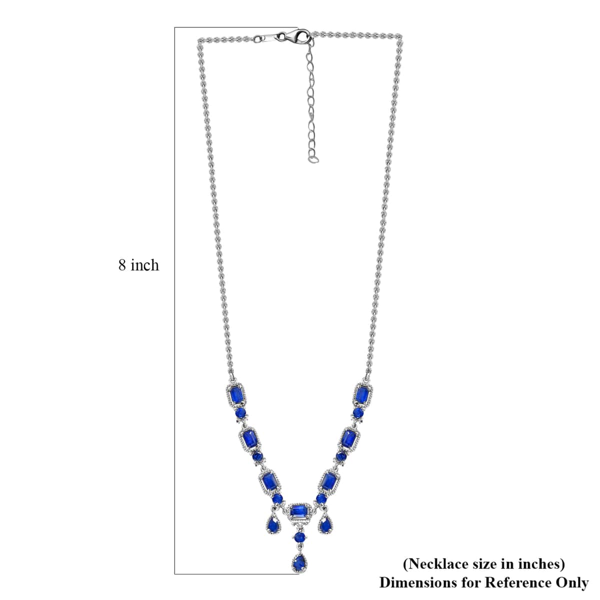 Masoala Sapphire (FF) Princess Necklace (18-20 Inches) in Platinum Over Sterling Silver, Silver Necklace For Women, Art Deco Necklace 11.35ctw image number 7