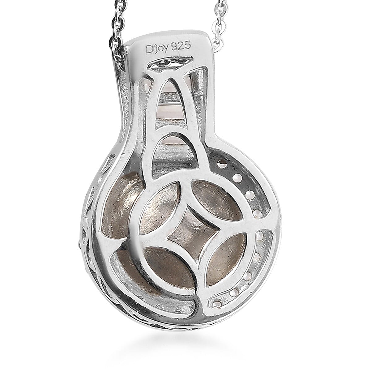 South Sea White Cultured Pearl 10.5-11.5mm, Natural White Zircon Pendant Necklace 20 Inches in Platinum Over Sterling Silver 0.90 ctw