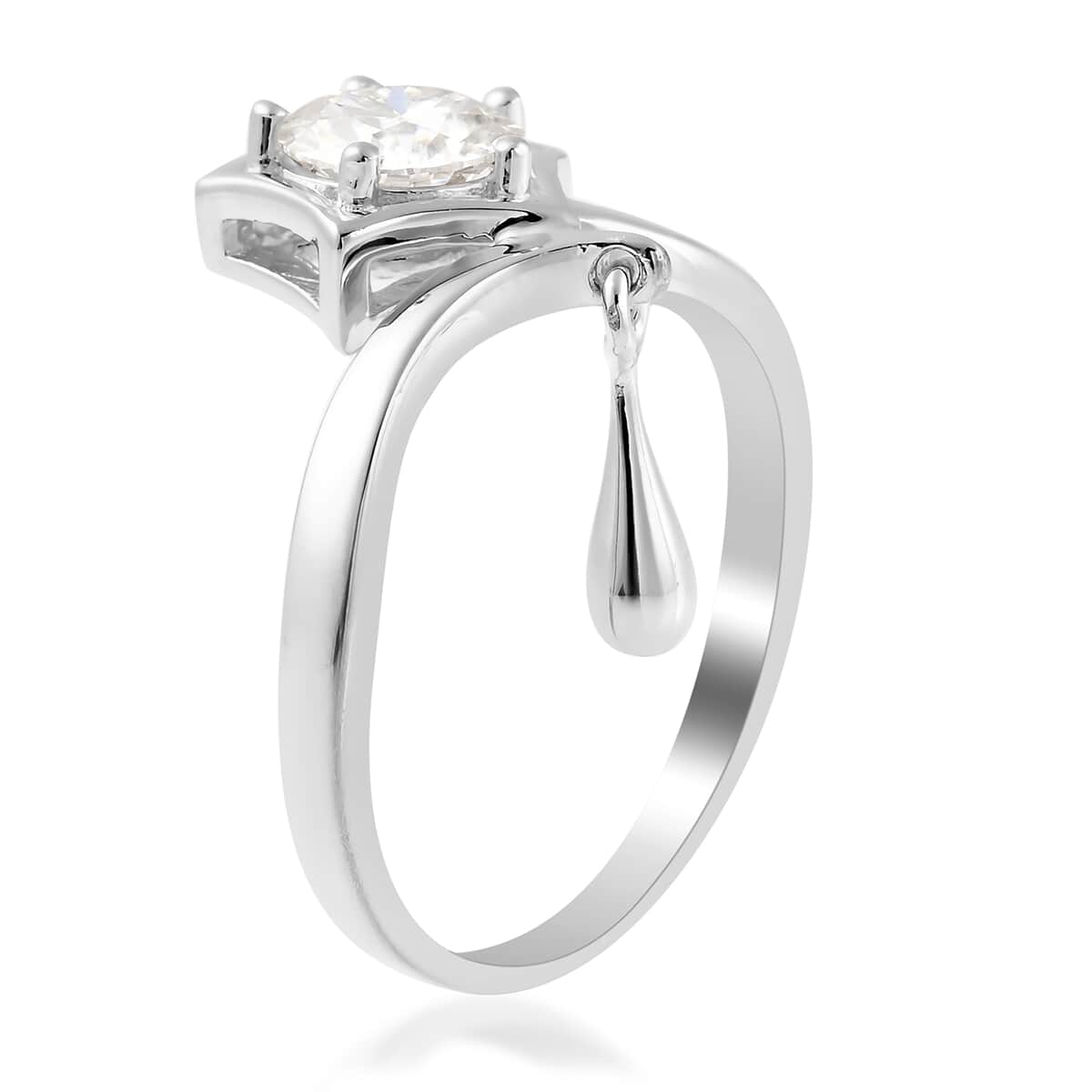 LucyQ Moissanite Sparkling Star Ring in Rhodium Over Sterling Silver (Size 7.0) 0.85 ctw image number 3