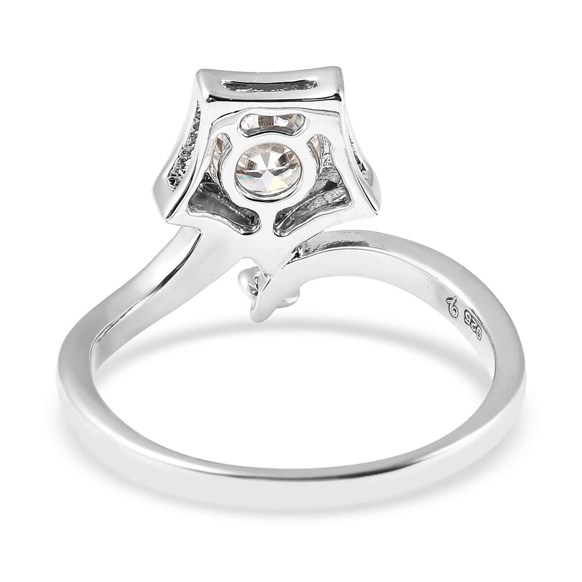 LucyQ Moissanite Sparkling Star Ring in Rhodium Over Sterling Silver (Size 7.0) 0.85 ctw image number 4