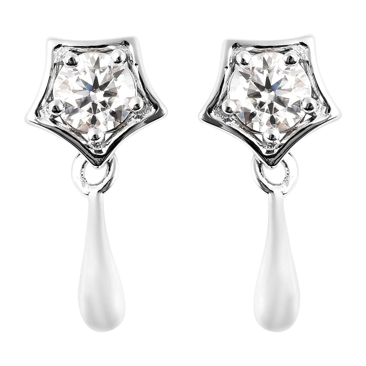 LucyQ Moissanite Earrings in Rhodium Over Sterling Silver 0.75 ctw image number 0
