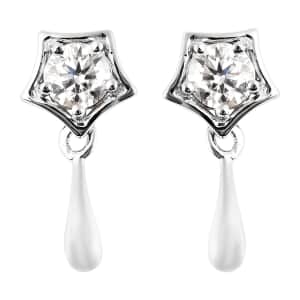 LucyQ Moissanite Earrings in Rhodium Over Sterling Silver 0.75 ctw