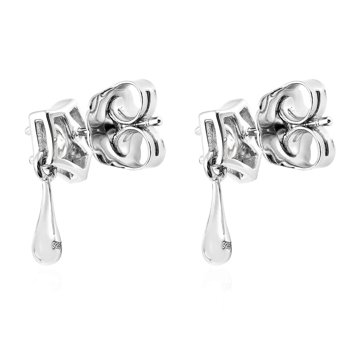 LucyQ White Moissanite VS EF Earrings in Rhodium Over Sterling Silver 0.75 ctw image number 3