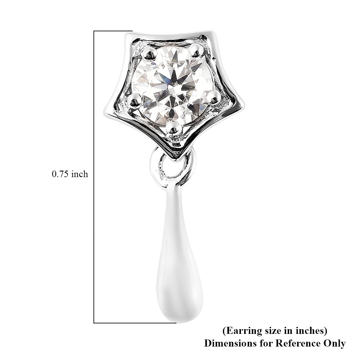 LucyQ Moissanite Earrings in Rhodium Over Sterling Silver 0.75 ctw