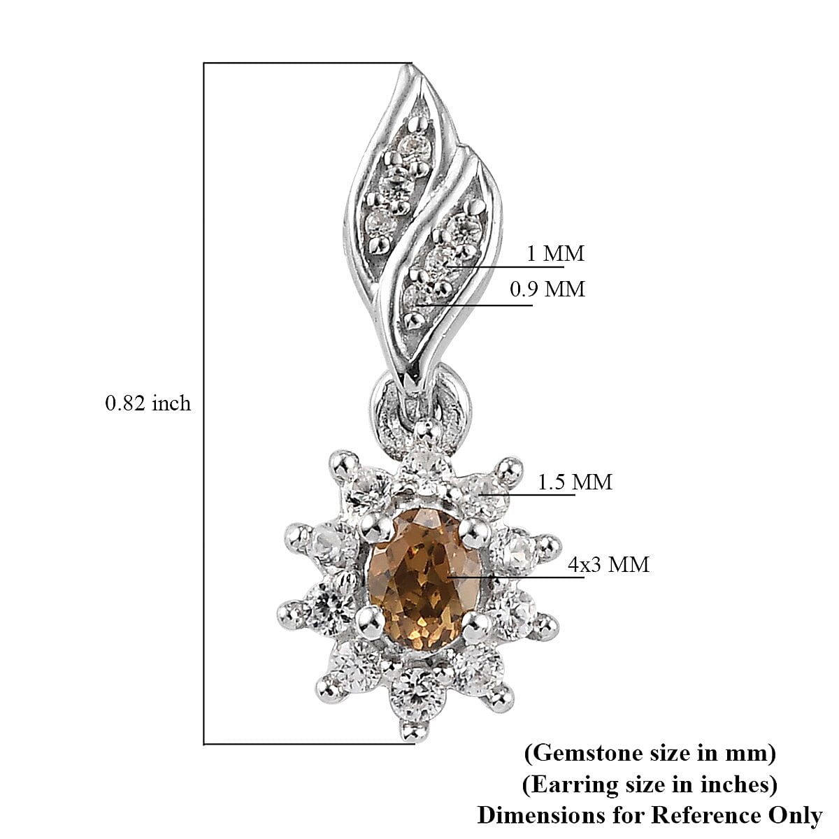 Natural Ambanja Champagne Demantoid Garnet and Zircon Sunburst Dangle Earrings in Platinum Over Sterling Silver 0.90 ctw image number 4