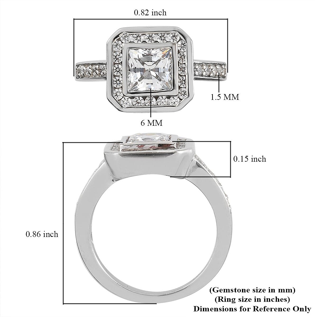 Lustro Stella Made with Finest CZ Halo Ring in Platinum Over Sterling Silver (Size 7.0) 3.00 ctw image number 5