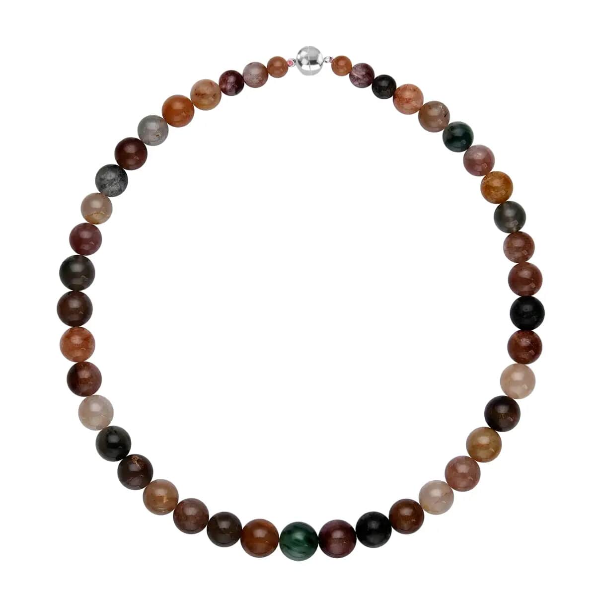 Rainbow Color Rutilated Quartz Beaded Necklace 20 Inches in Rhodium Over Sterling Silver 443.00 ctw image number 0