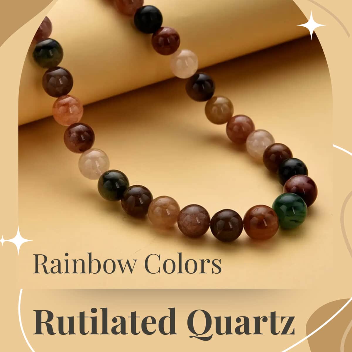 Rainbow Color Rutilated Quartz Beaded Necklace 20 Inches in Rhodium Over Sterling Silver 443.00 ctw image number 1