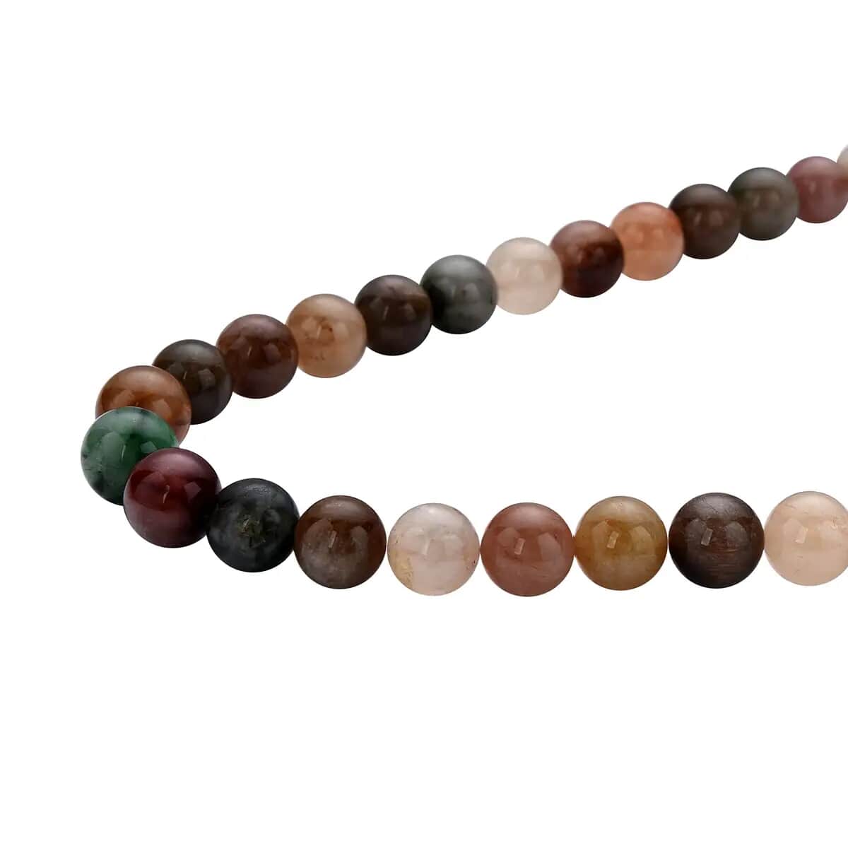 Rainbow Color Rutilated Quartz Beaded Necklace 20 Inches in Rhodium Over Sterling Silver 443.00 ctw image number 3