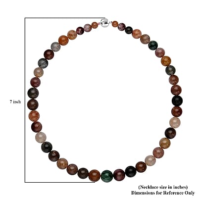 Rainbow Color Rutilated Quartz Beaded Necklace 20 Inches in Rhodium Over Sterling Silver 443.00 ctw