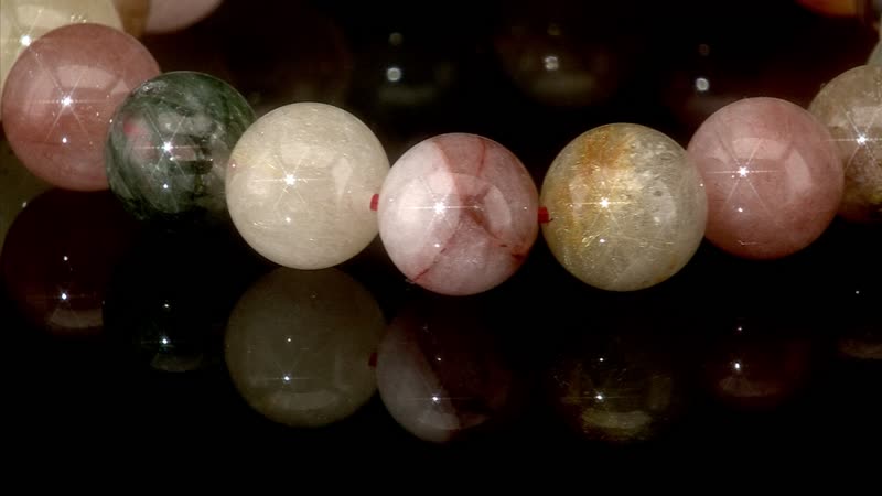 Rainbow Color Rutilated Quartz Beaded Stretch Bracelet 159.50 ctw