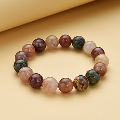 Rainbow Color Rutilated Quartz Beaded Stretch Bracelet 159.50 ctw