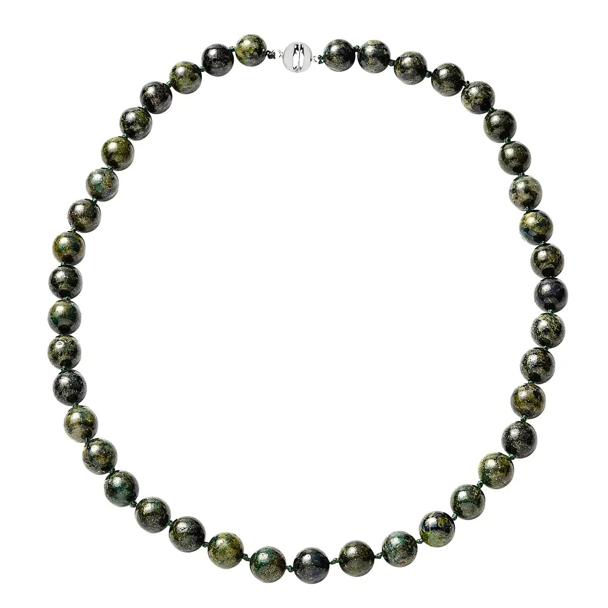 Aurora Azurite 396.50 ctw Beaded Necklace in Rhodium Over Sterling Silver 20 Inches image number 0