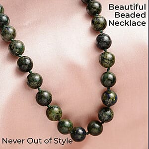 Aurora Azurite 396.50 ctw Beaded Necklace in Rhodium Over Sterling Silver 20 Inches