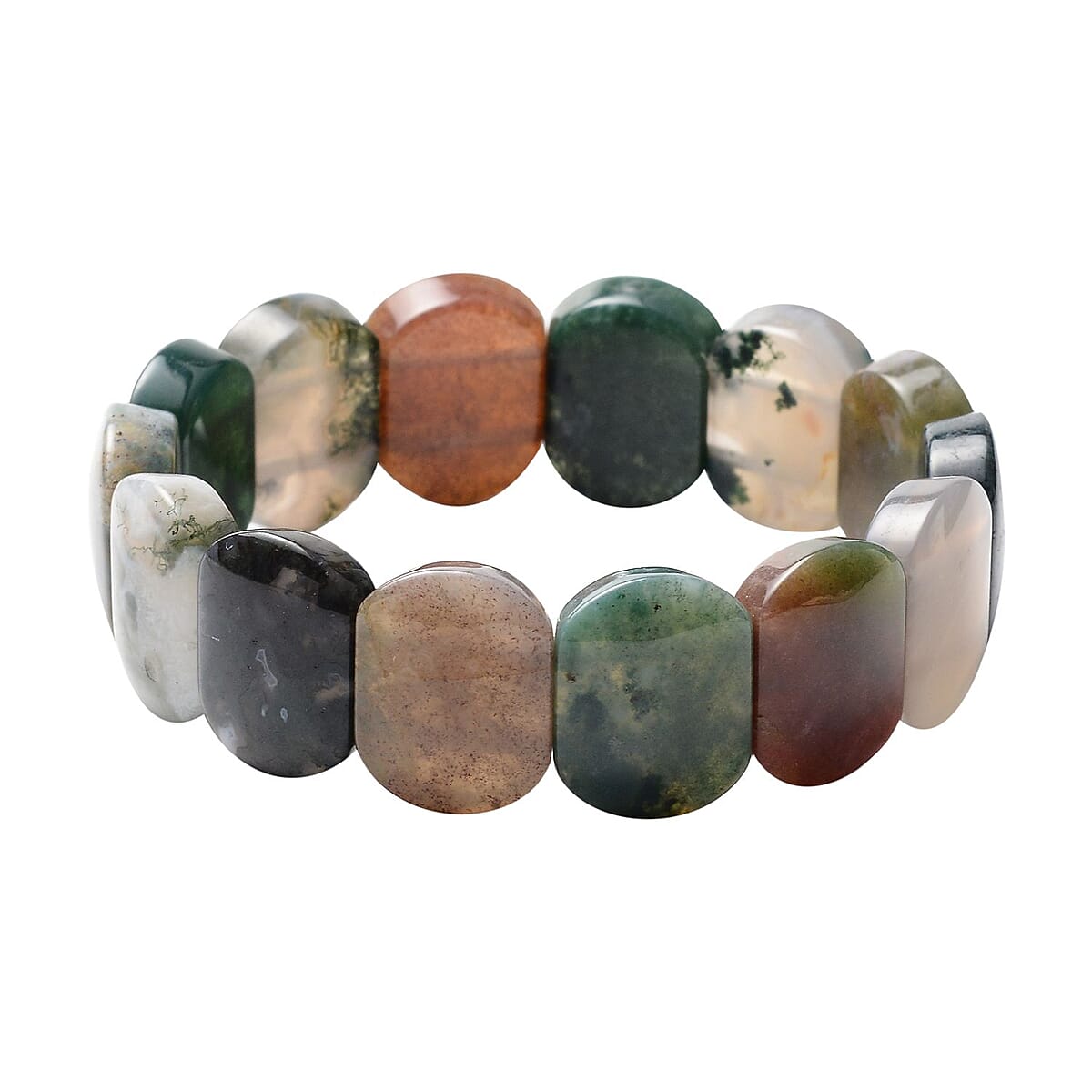 Indian Agate Block Stretch Bracelet 264.50 ctw image number 0