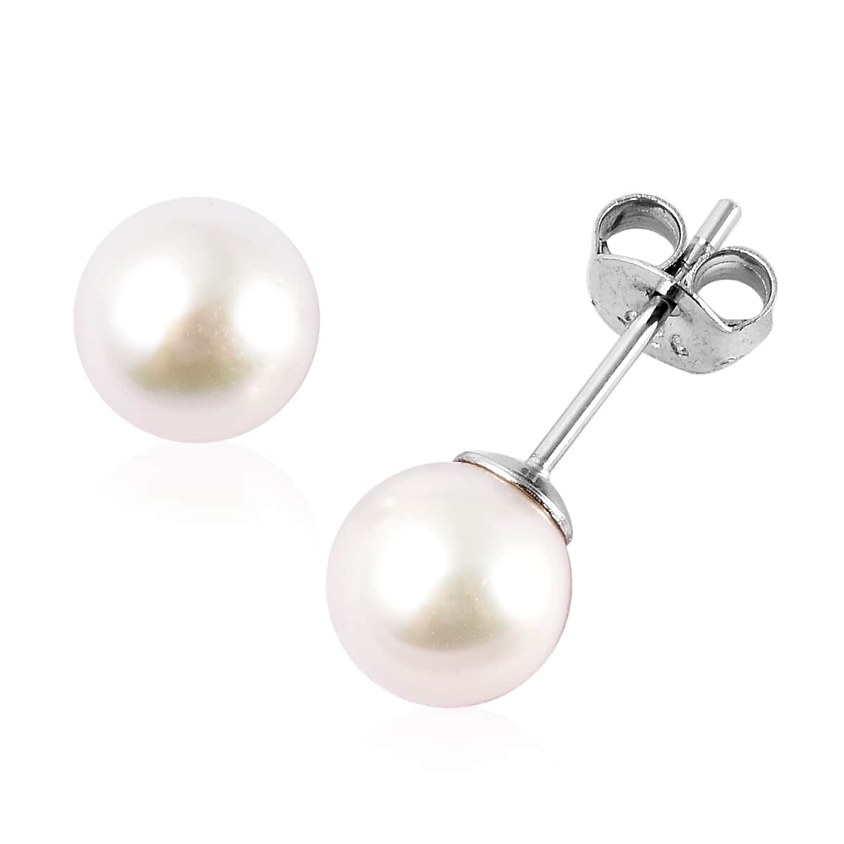 Freshwater Cultured Pearl Stud Earrings in Rhodium Over Sterling Silver image number 0