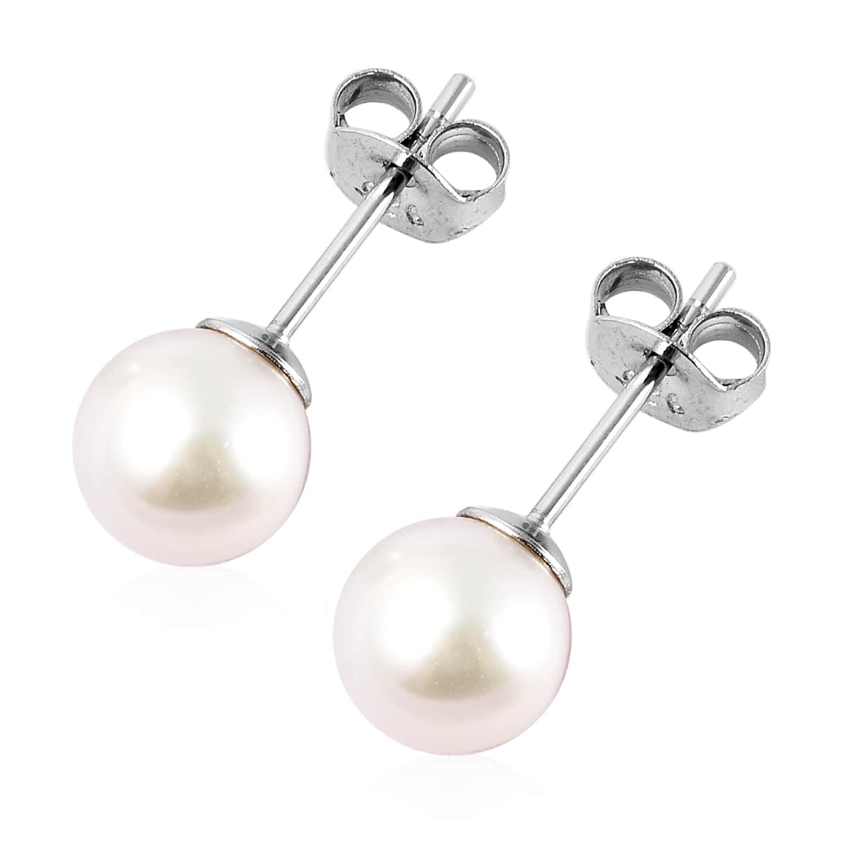 Freshwater Cultured Pearl Stud Earrings in Rhodium Over Sterling Silver image number 3