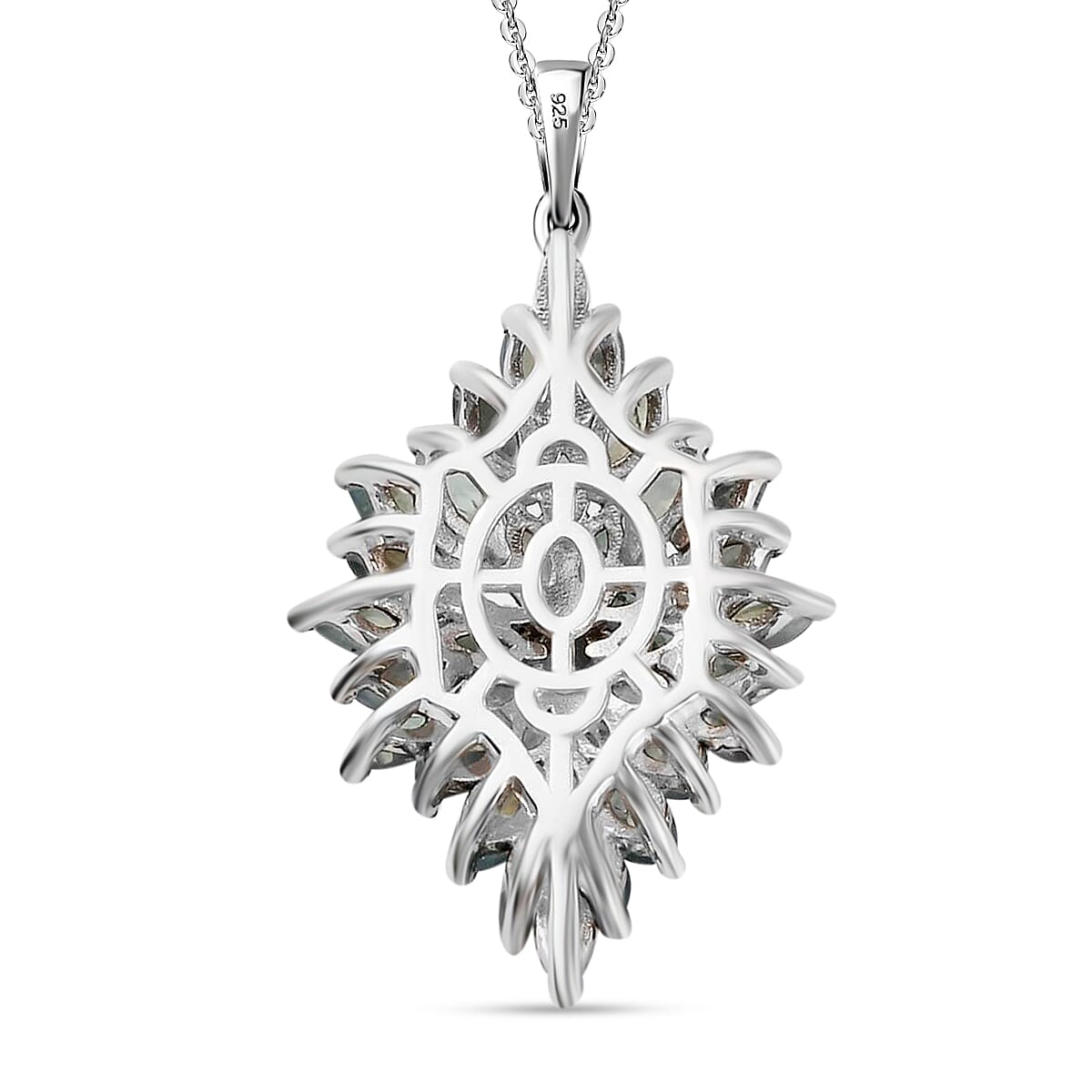 Narsipatnam Alexandrite 3.90 ctw Cluster Pendant Necklace in Rhodium & Platinum Over Sterling Silver 20 Inches