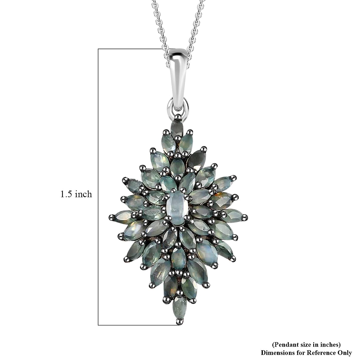 Narsipatnam Alexandrite 3.90 ctw Cluster Pendant Necklace in Rhodium & Platinum Over Sterling Silver 20 Inches