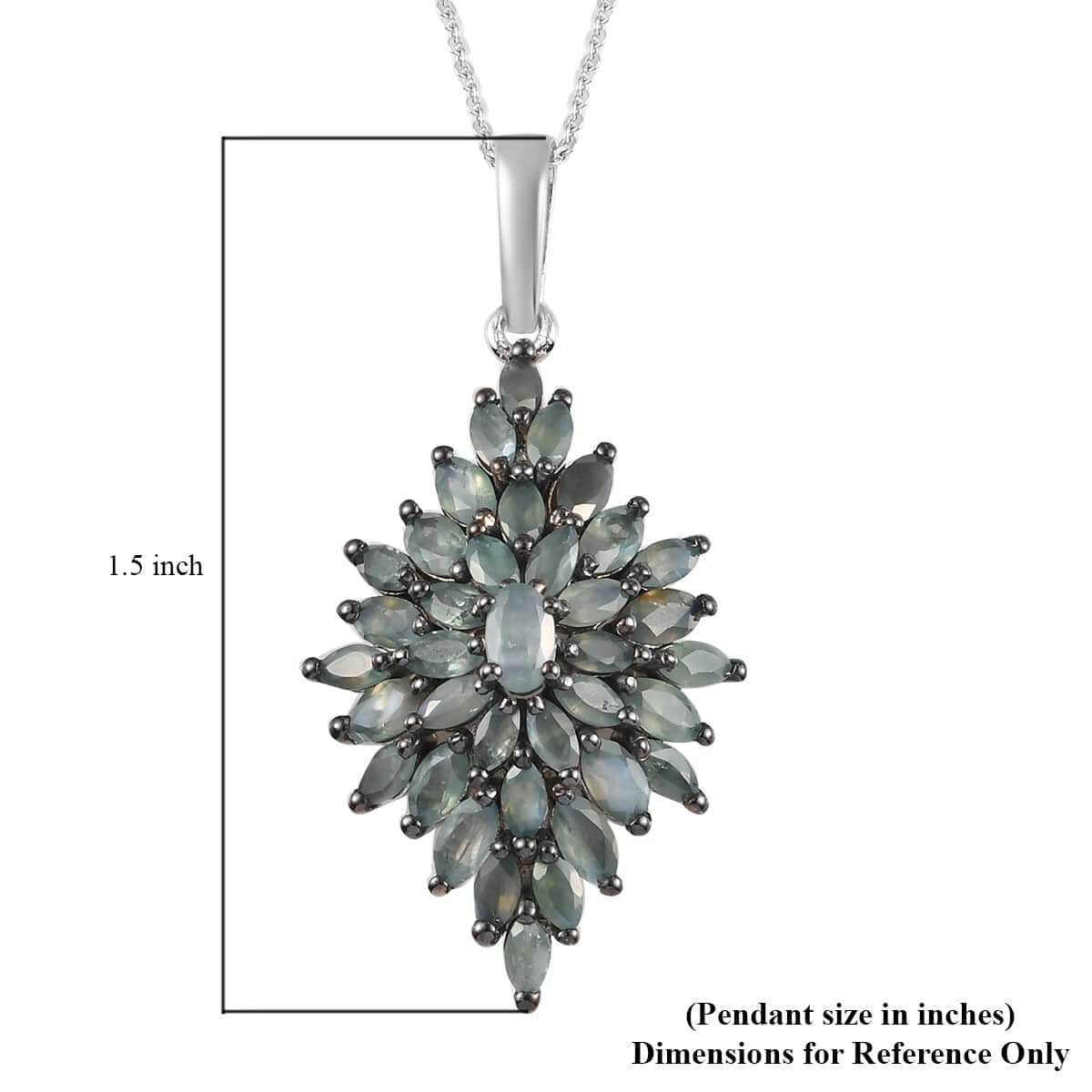 Narsipatnam Alexandrite Cluster Pendant Necklace 20 Inches in Rhodium & Platinum Over Sterling Silver 7.25 Grams 3.90 ctw image number 5