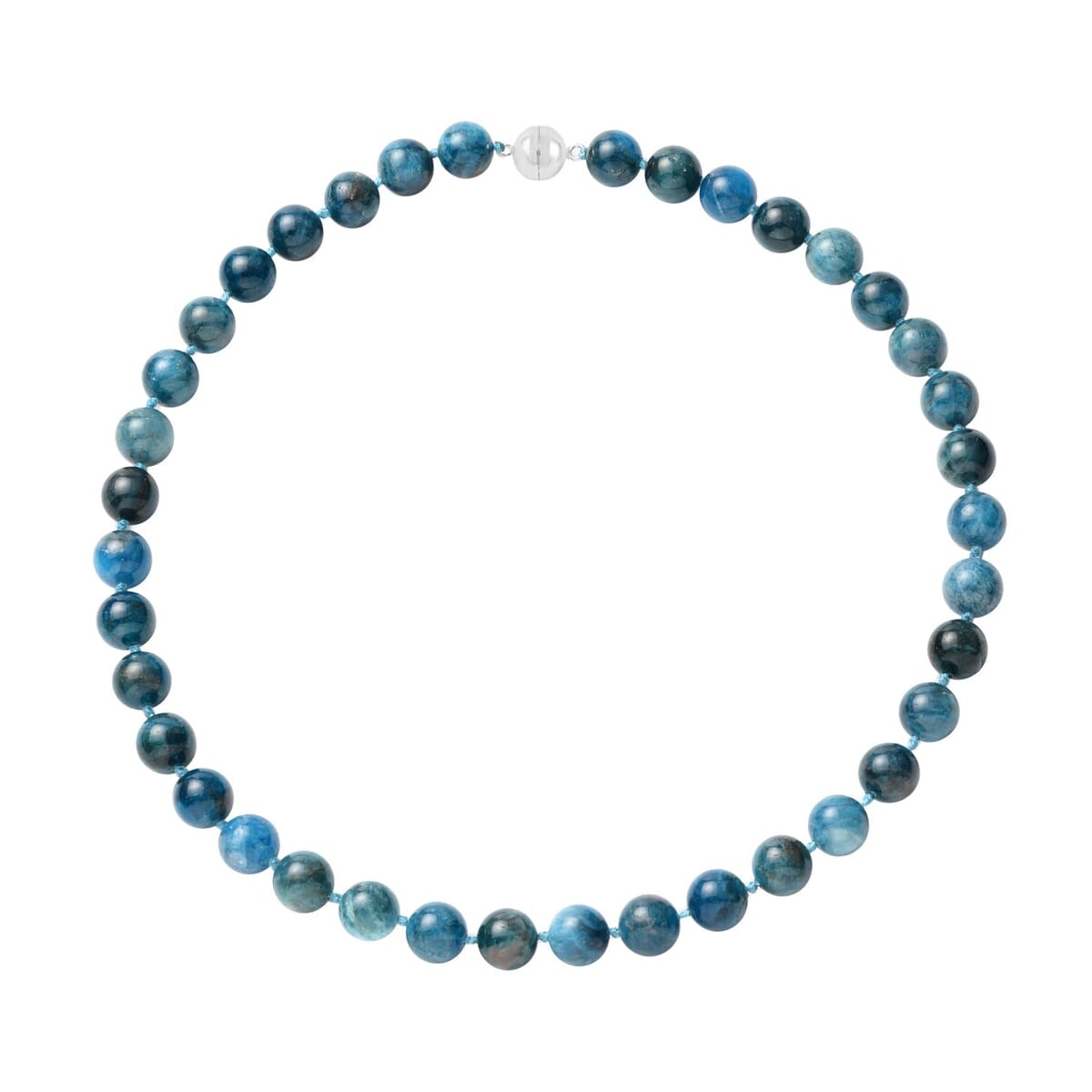 Madagascar Paraiba Apatite 9-11mm Beaded Necklace 18 Inches in Rhodium Over Sterling Silver 368.50 ctw image number 0