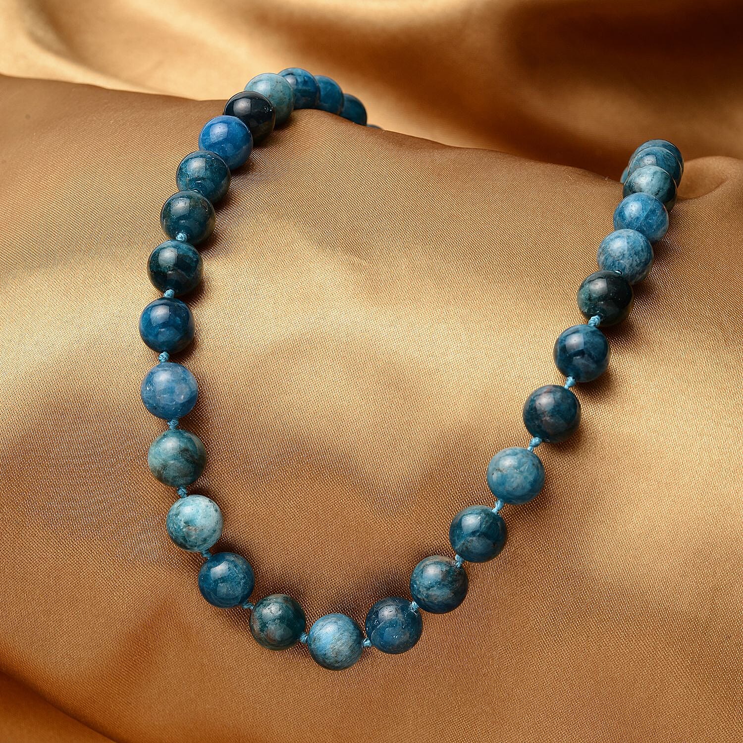 Madagascar Paraiba Apatite 9-11mm Beaded Necklace 18 Inches in Rhodium Over Sterling Silver 368.50 ctw