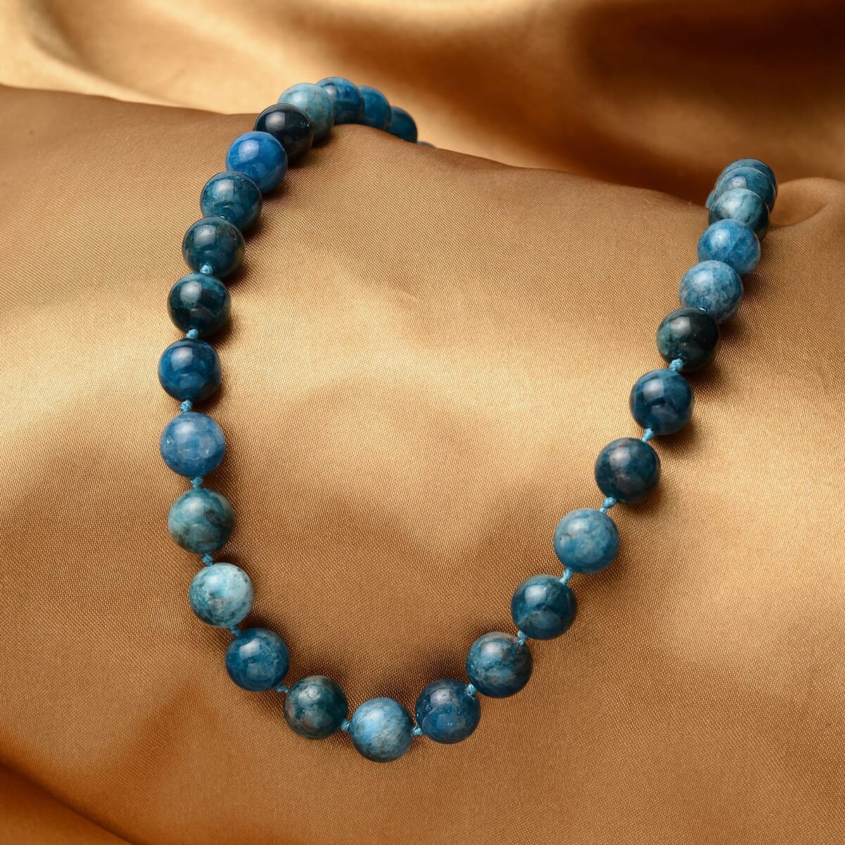 Madagascar Paraiba Apatite 9-11mm Beaded Necklace 18 Inches in Rhodium Over Sterling Silver 368.50 ctw image number 1