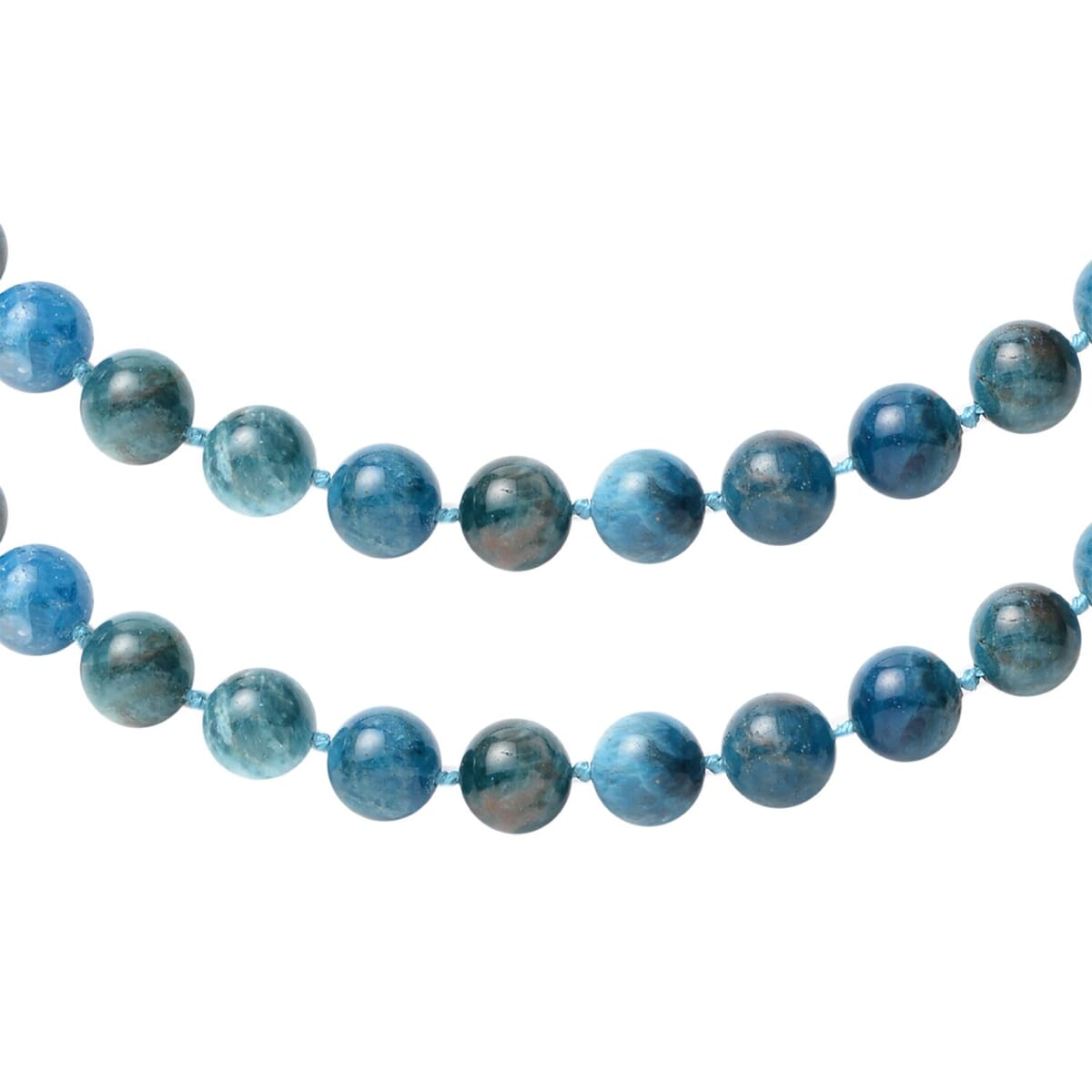 Madagascar Paraiba Apatite 9-11mm Beaded Necklace 18 Inches in Rhodium Over Sterling Silver 368.50 ctw image number 2