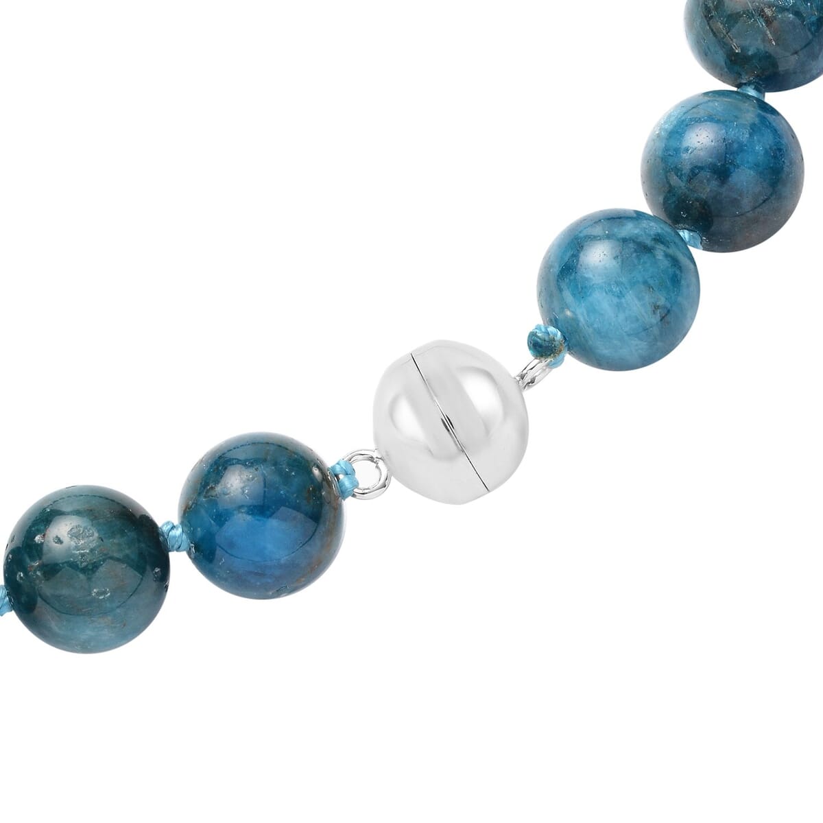 Madagascar Paraiba Apatite 9-11mm Beaded Necklace 18 Inches in Rhodium Over Sterling Silver 368.50 ctw image number 3