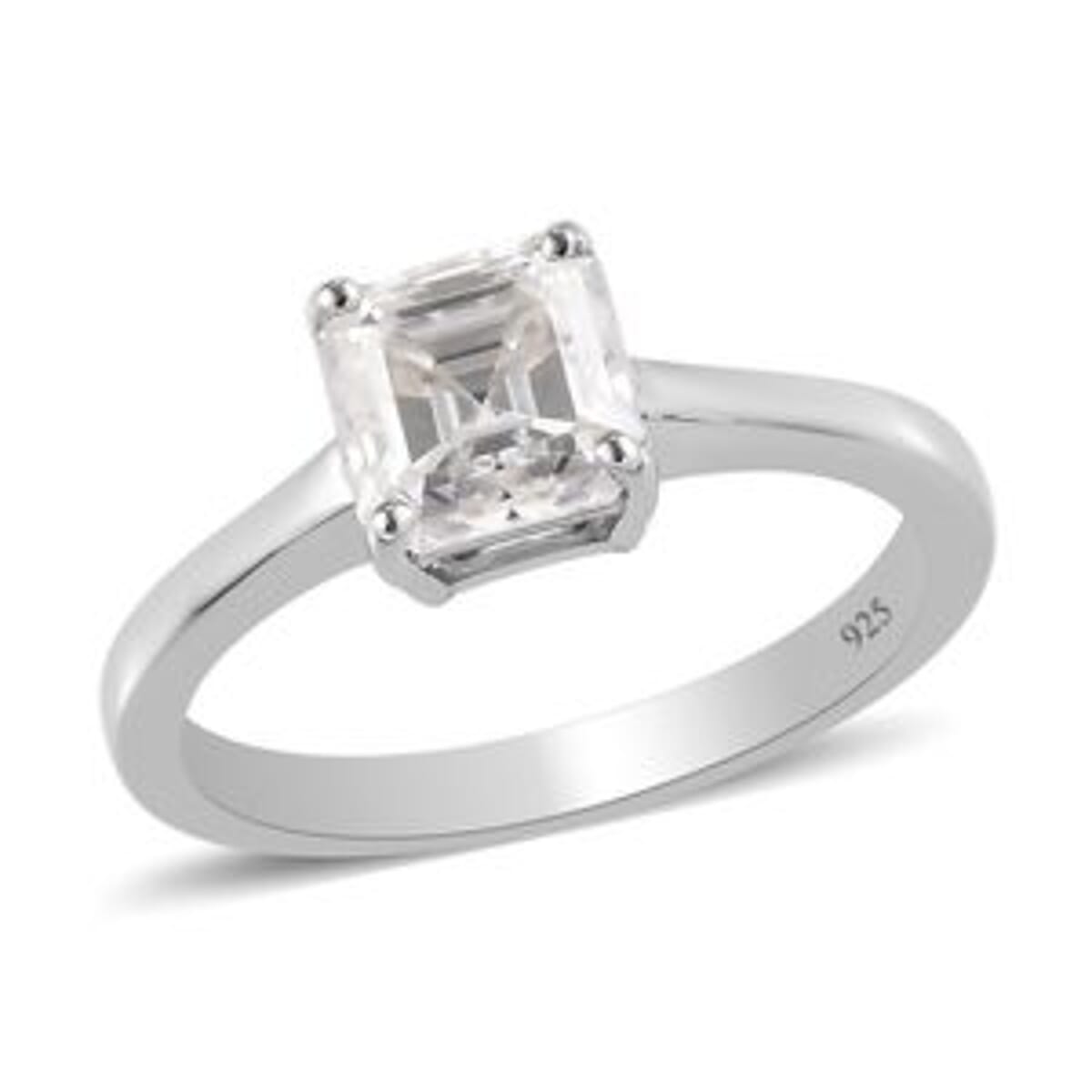 Moissanite 1.44 ctw Ring in Platinum Over Sterling Silver (Size 6.5) image number 3