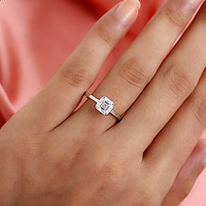 Moissanite 1.44 ctw Ring in Platinum Over Sterling Silver (Size 8)