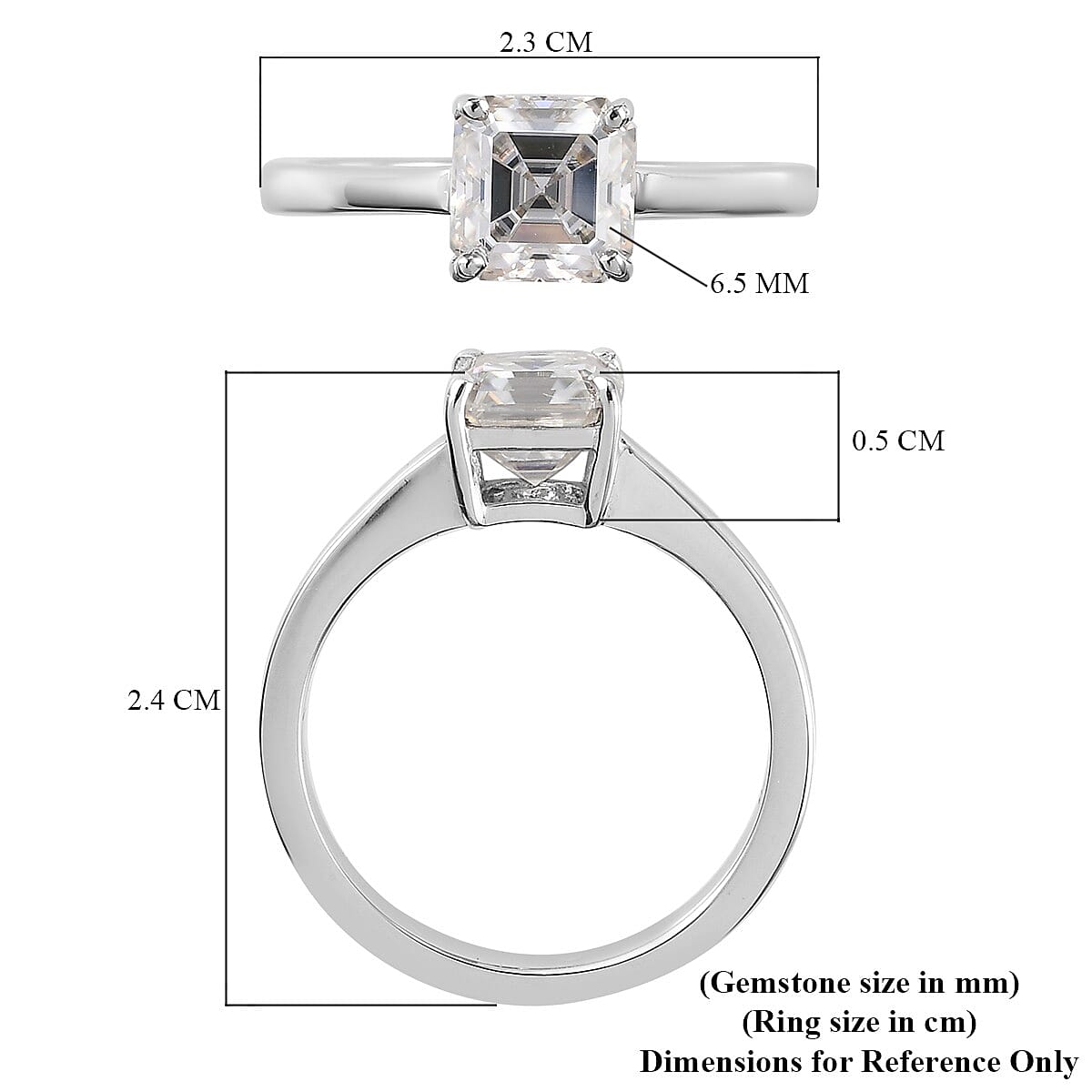 Moissanite 1.44 ctw Ring in Platinum Over Sterling Silver (Size 8)