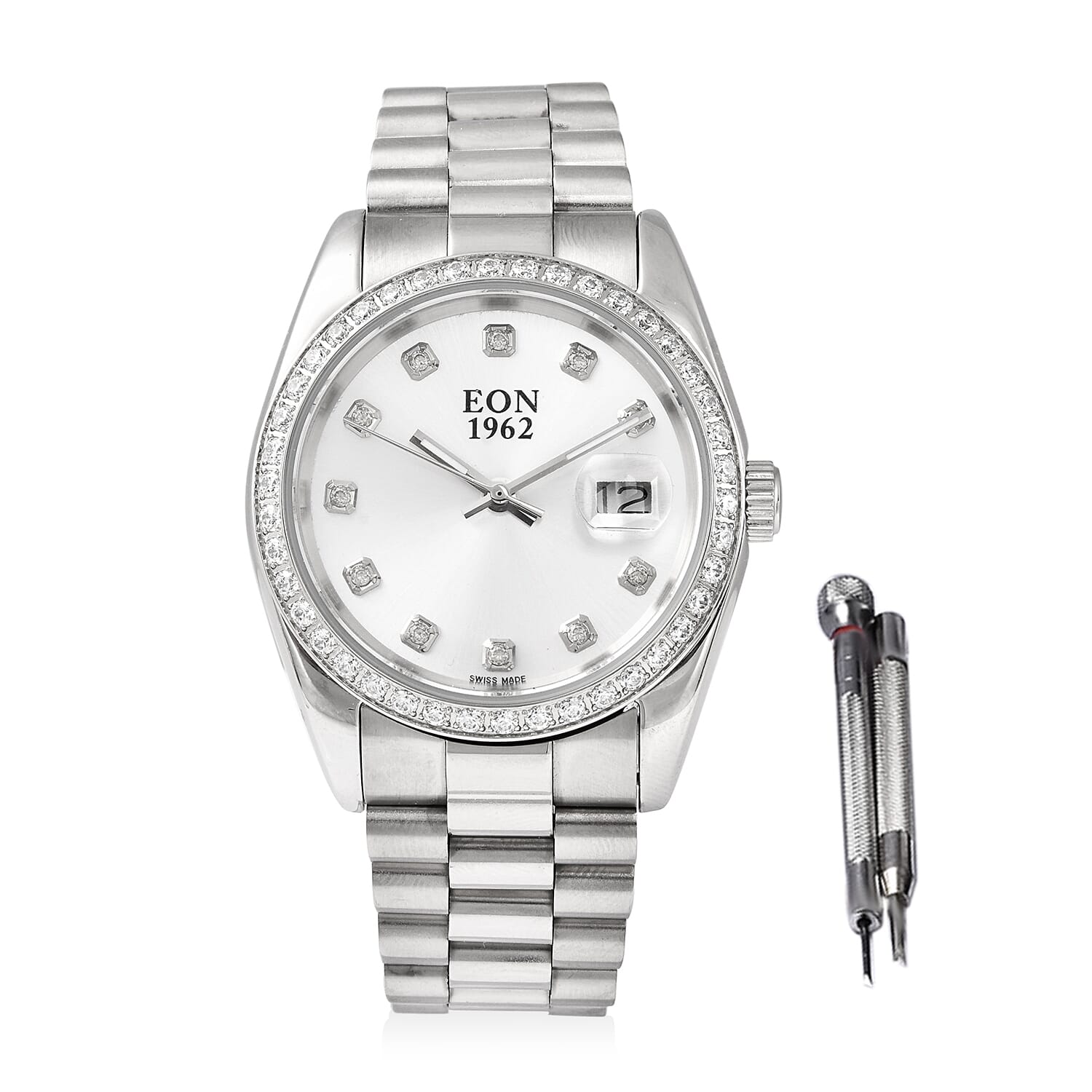 Buy CHUCK CLEMENCY COLLECTION EON 1962 Made with Finest CZ Swiss Movement  Watch in Stainless Steel with Ear Fork and Screwdriver at ShopLC.