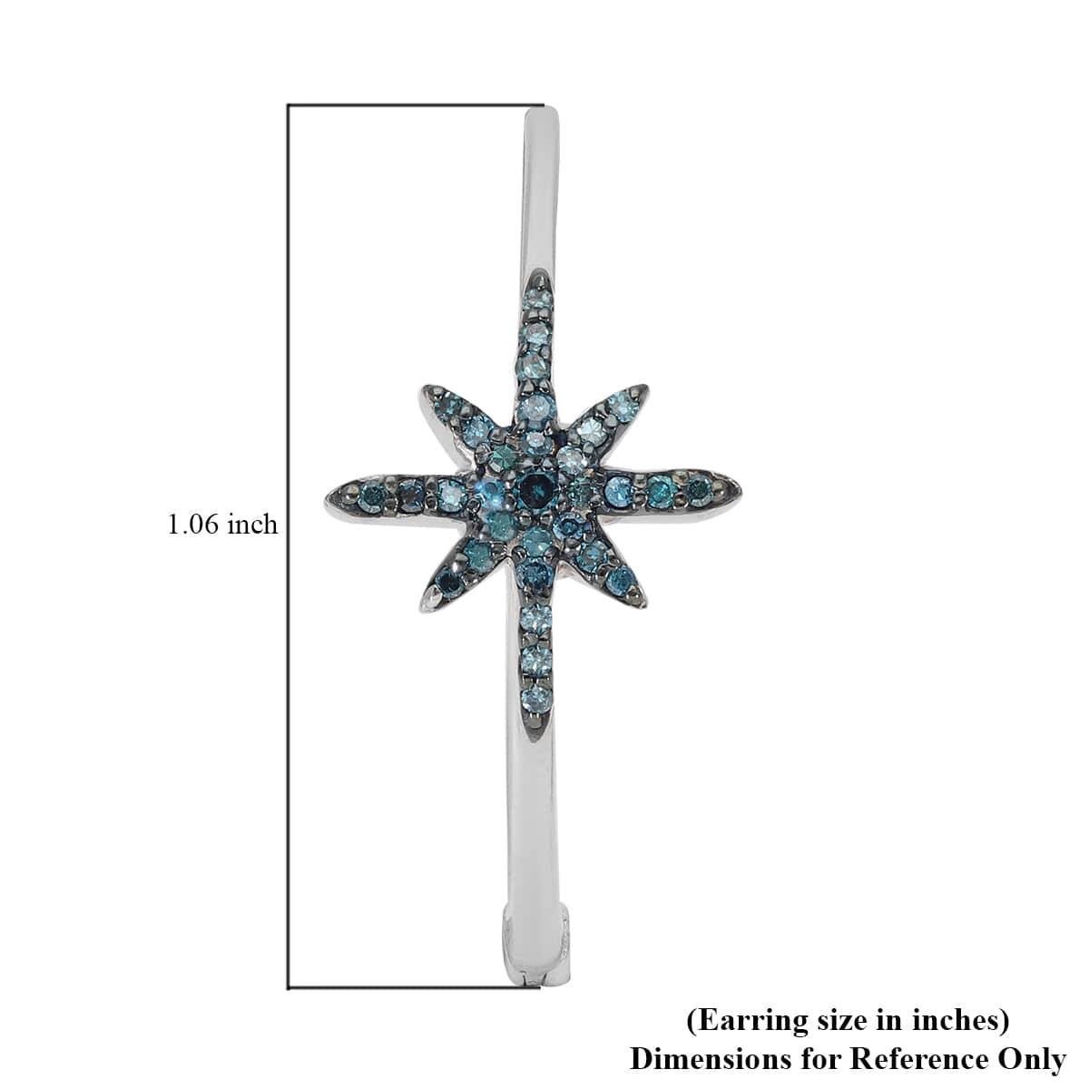 Blue Diamond (IR) Floral Earrings in Platinum Over Sterling Silver 0.31 ctw image number 4