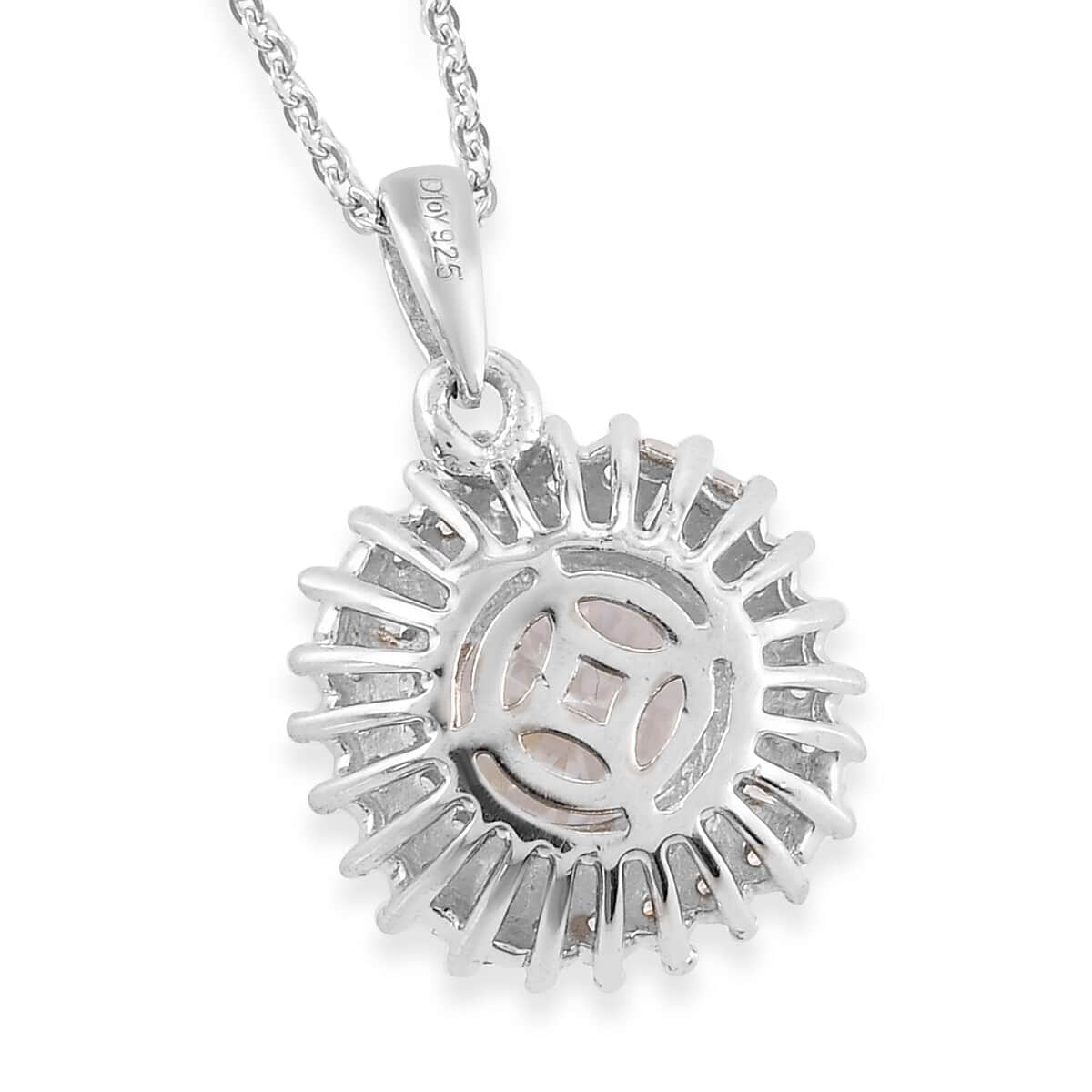 Lustro Stella Made with Finest CZ Clover Pendant Necklace 20 Inches in Platinum Over Sterling Silver 3.70 ctw image number 4