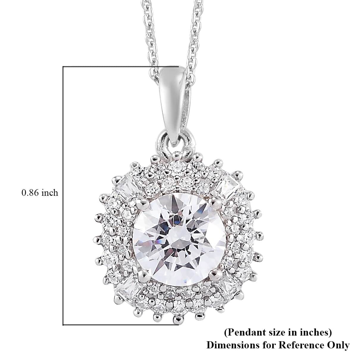 Lustro Stella Made with Finest CZ Clover Pendant Necklace 20 Inches in Platinum Over Sterling Silver 3.70 ctw image number 5