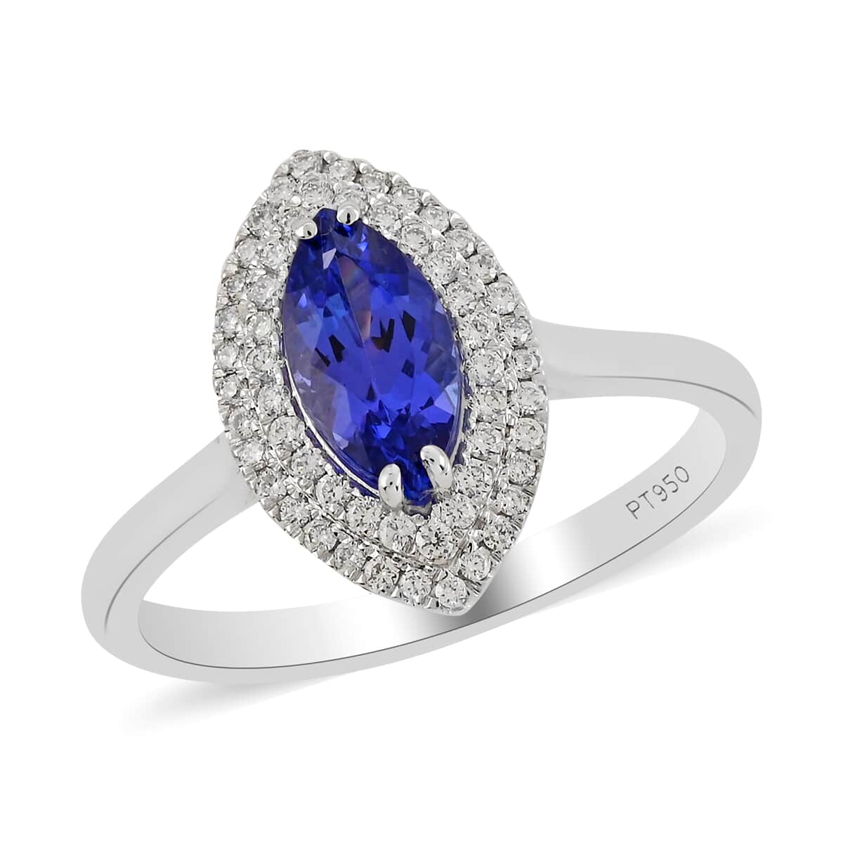RHAPSODY 1.55 ctw AAAA Tanzanite and Diamond E-F VS Halo Ring in 950 Platinum (Size 10.0) 7.20 Grams image number 0