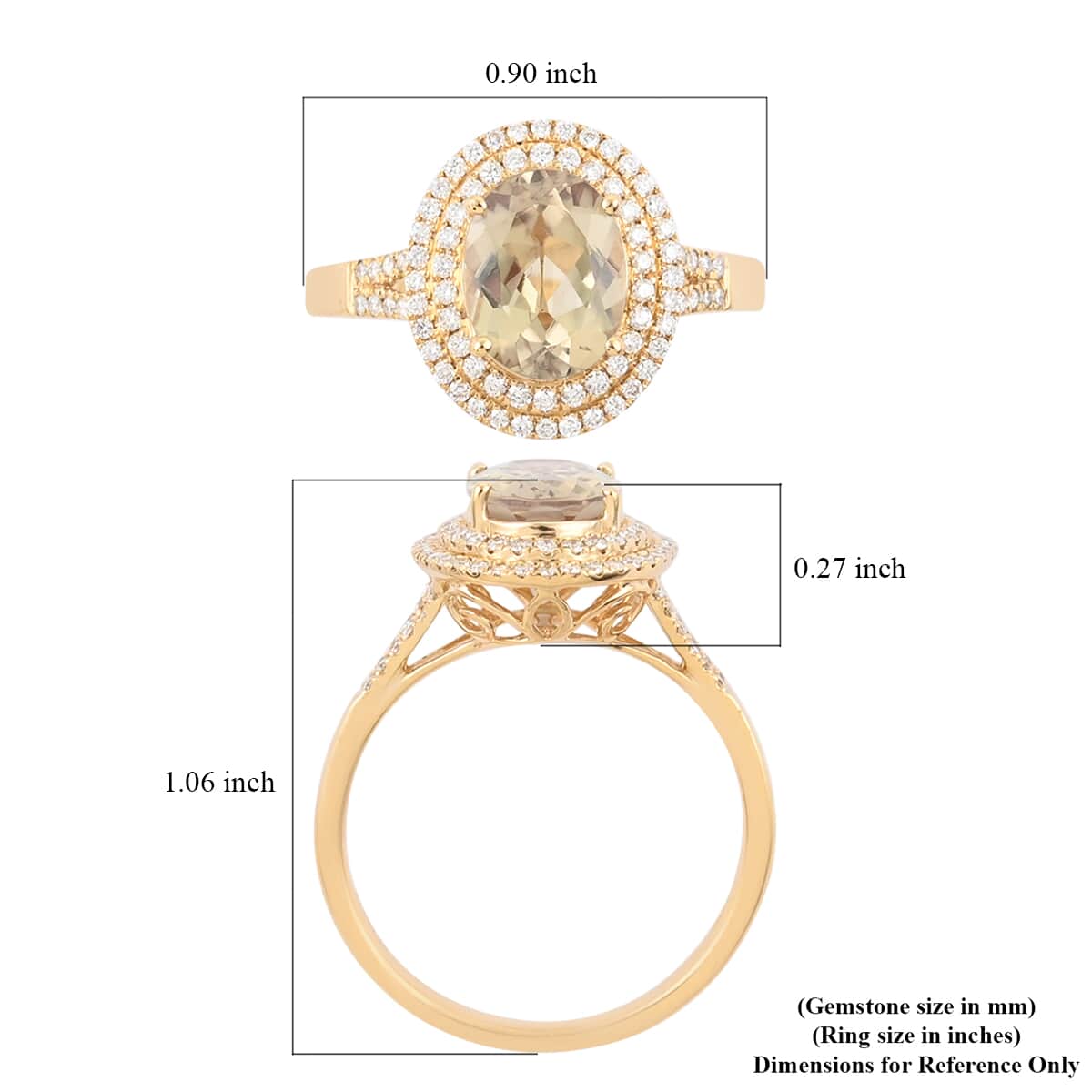 ILIANA 18K Yellow Gold AAAA Turkizite and G-H SI Diamond Double Halo Ring 4.45 Grams 2.60 ctw image number 5
