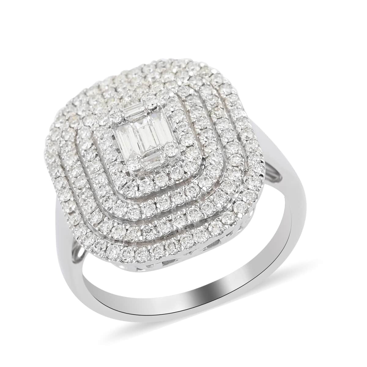 RHAPSODY 950 Platinum IGI Certified E-F VS Diamond Cluster Ring (Size 7.0) 7.80 Grams 1.00 ctw image number 0