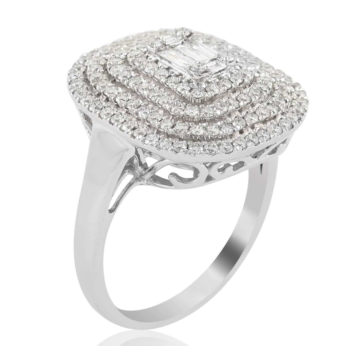 RHAPSODY 950 Platinum IGI Certified E-F VS Diamond Cluster Ring (Size 7.0) 7.80 Grams 1.00 ctw image number 2