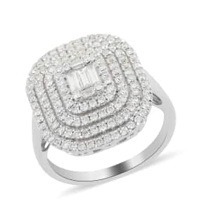 RHAPSODY IGI Certified 1.00 ctw Diamond E-F VS Cluster Ring in 950 Platinum 7.82 Grams