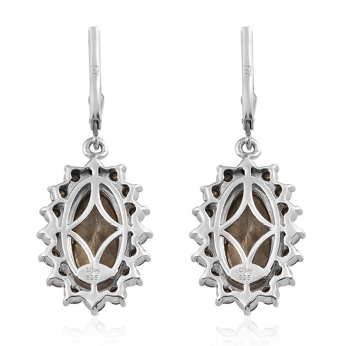 White Crystal Dangling Earrings in Platinum Over Sterling Silver image number 3