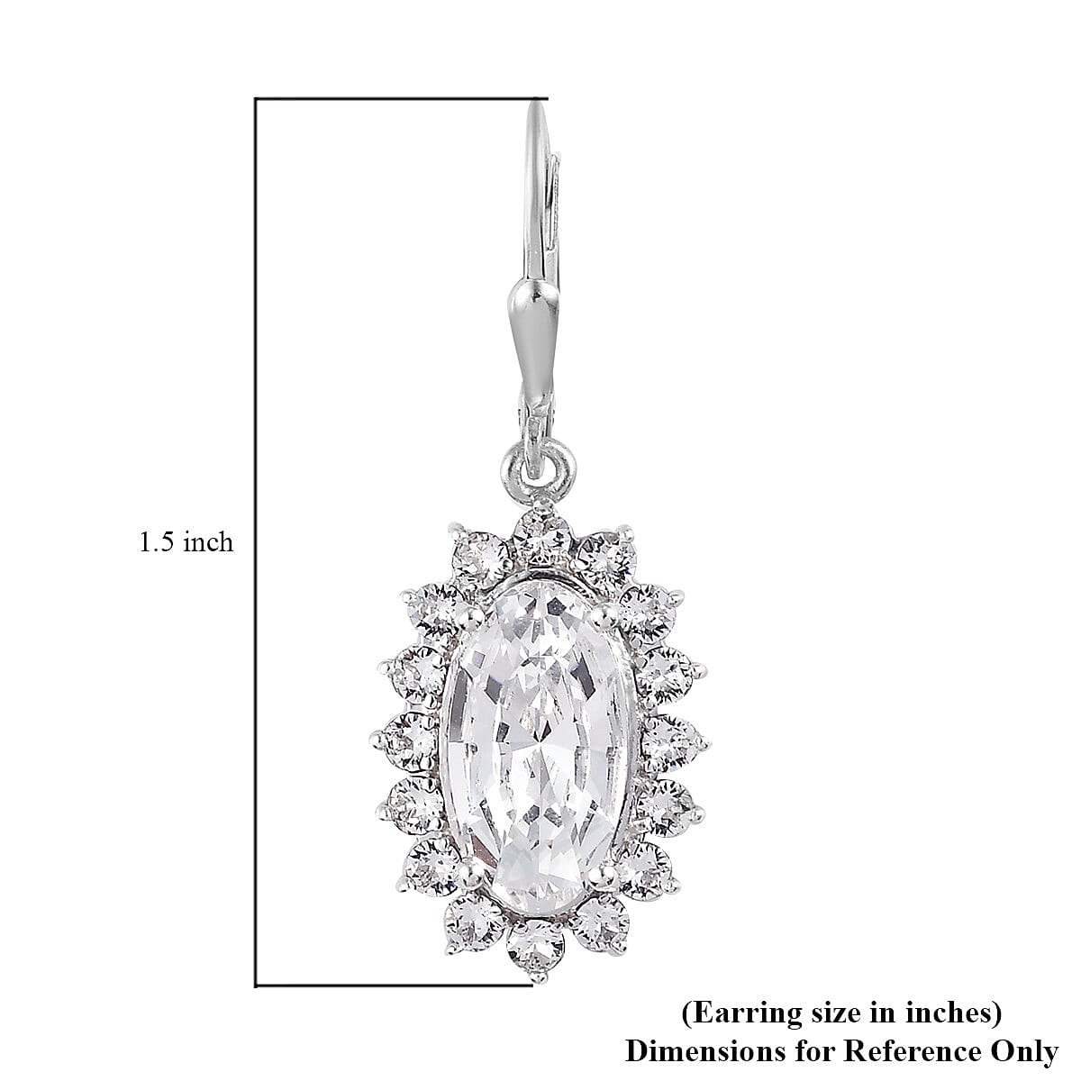 White Crystal Dangling Earrings in Platinum Over Sterling Silver image number 4