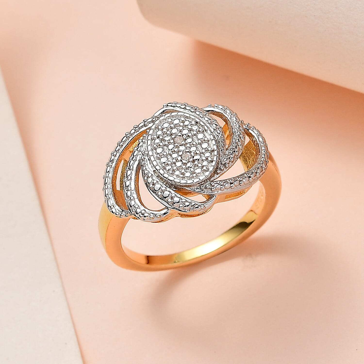 Karis Diamond Accent Fancy Ring in 18K YG Plated (Size 10.0)
