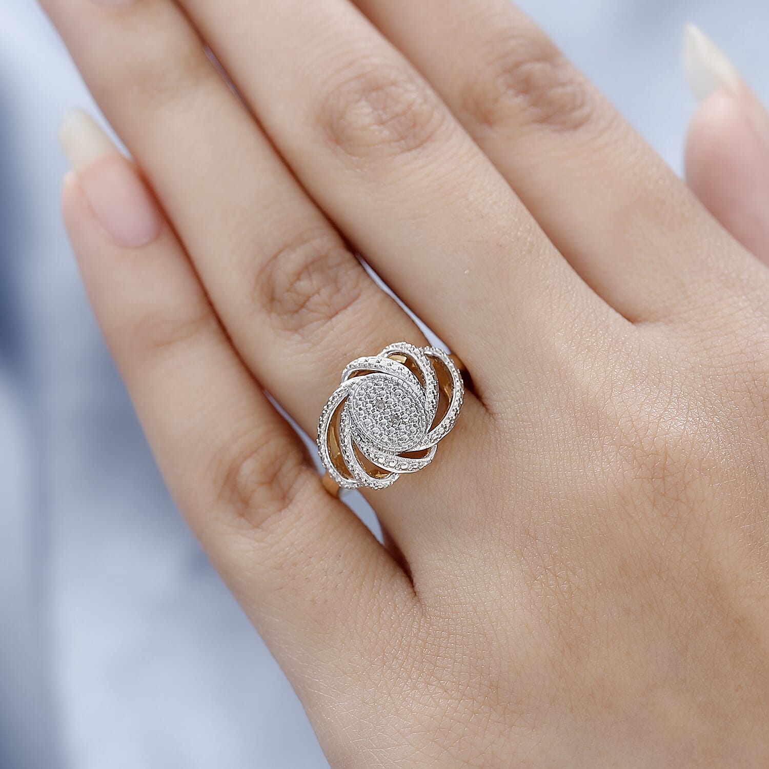Karis Diamond Accent Fancy Ring in 18K YG Plated (Size 10.0)